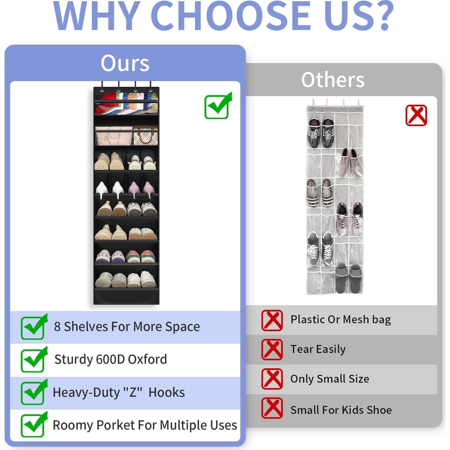 Organizador de Zapatos Colgante FENTEC 8 Estantes Negro 172.7 cm