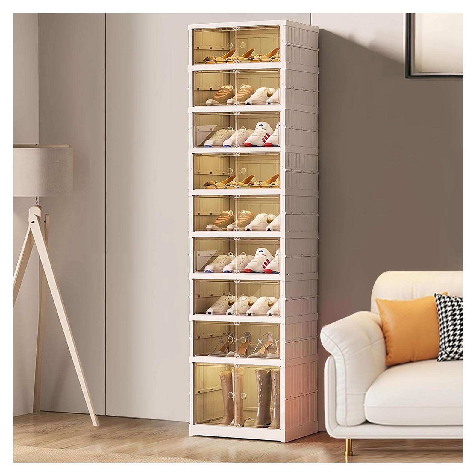 Estante de Zapatos Plegable Lacusmall 9 Niveles 18 Pares Blanco
