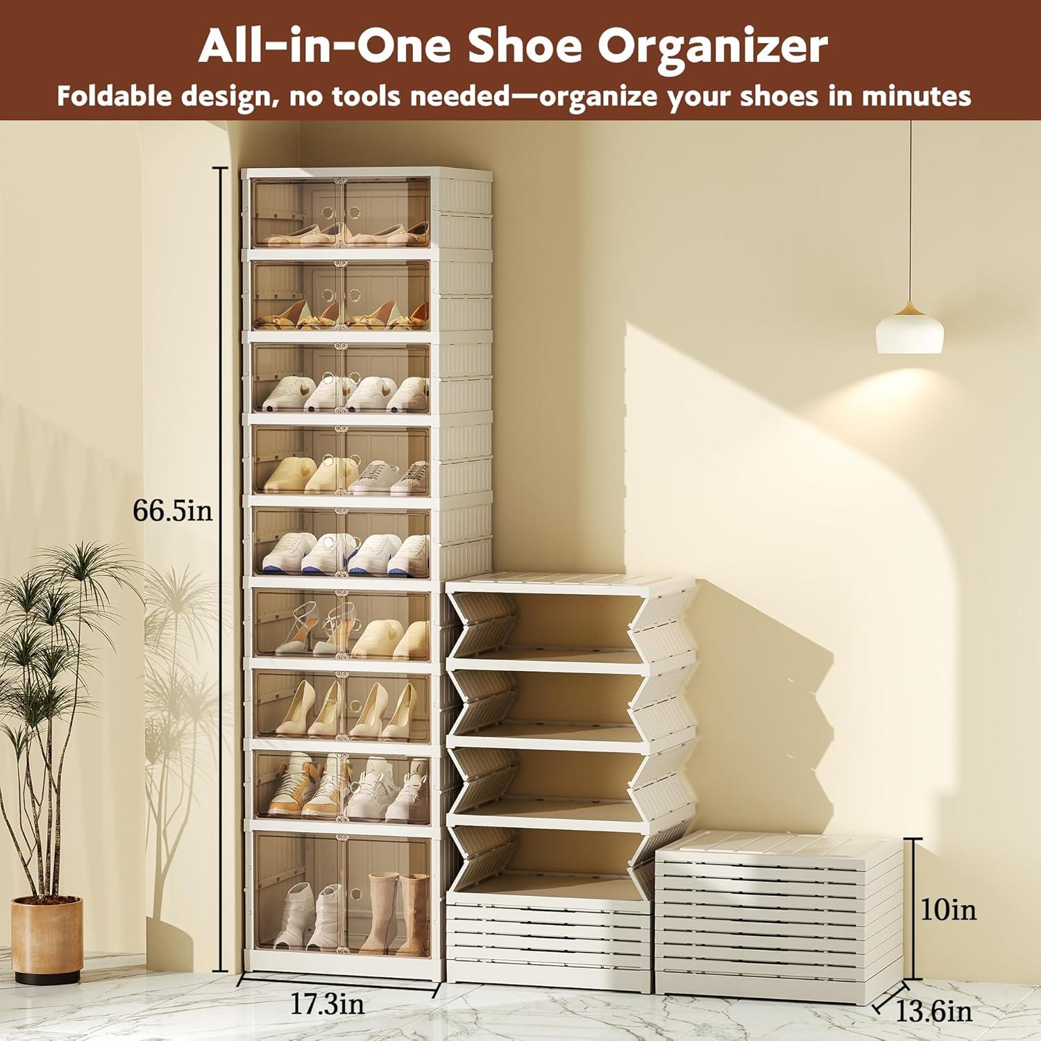 Estante de Zapatos Plegable Lacusmall 9 Niveles 18 Pares Blanco