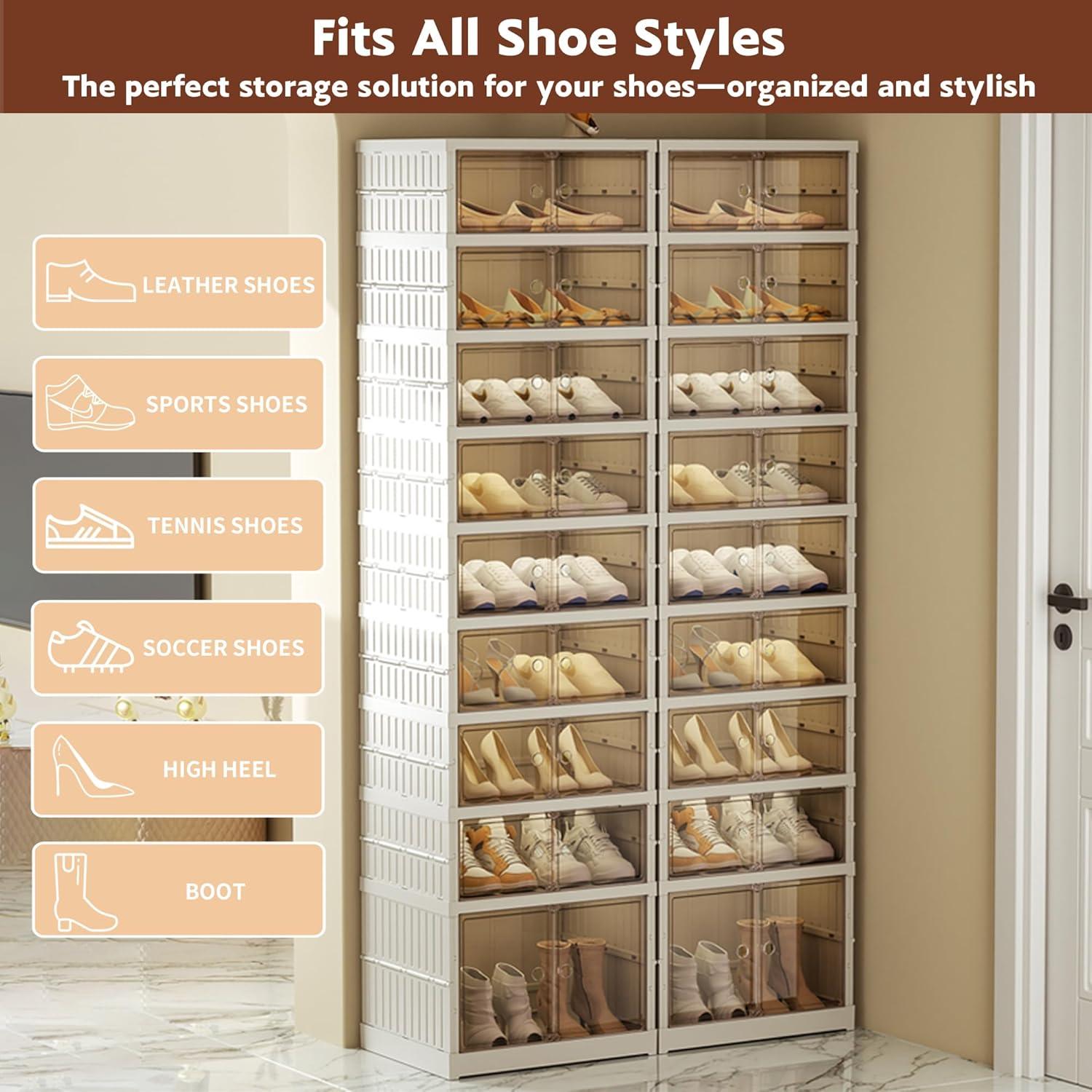 Estante de Zapatos Plegable Lacusmall 9 Niveles 18 Pares Blanco