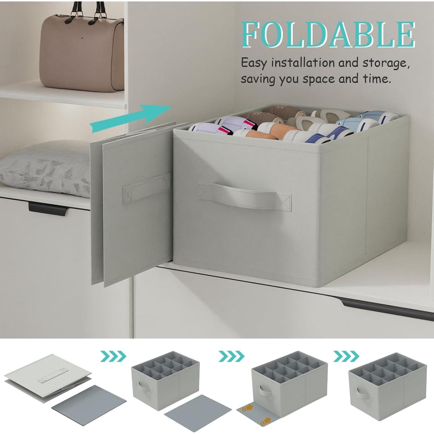 Organizador de Zapatos Plegable GUOHNHE 2 Paquetes 42x32x26cm Gris