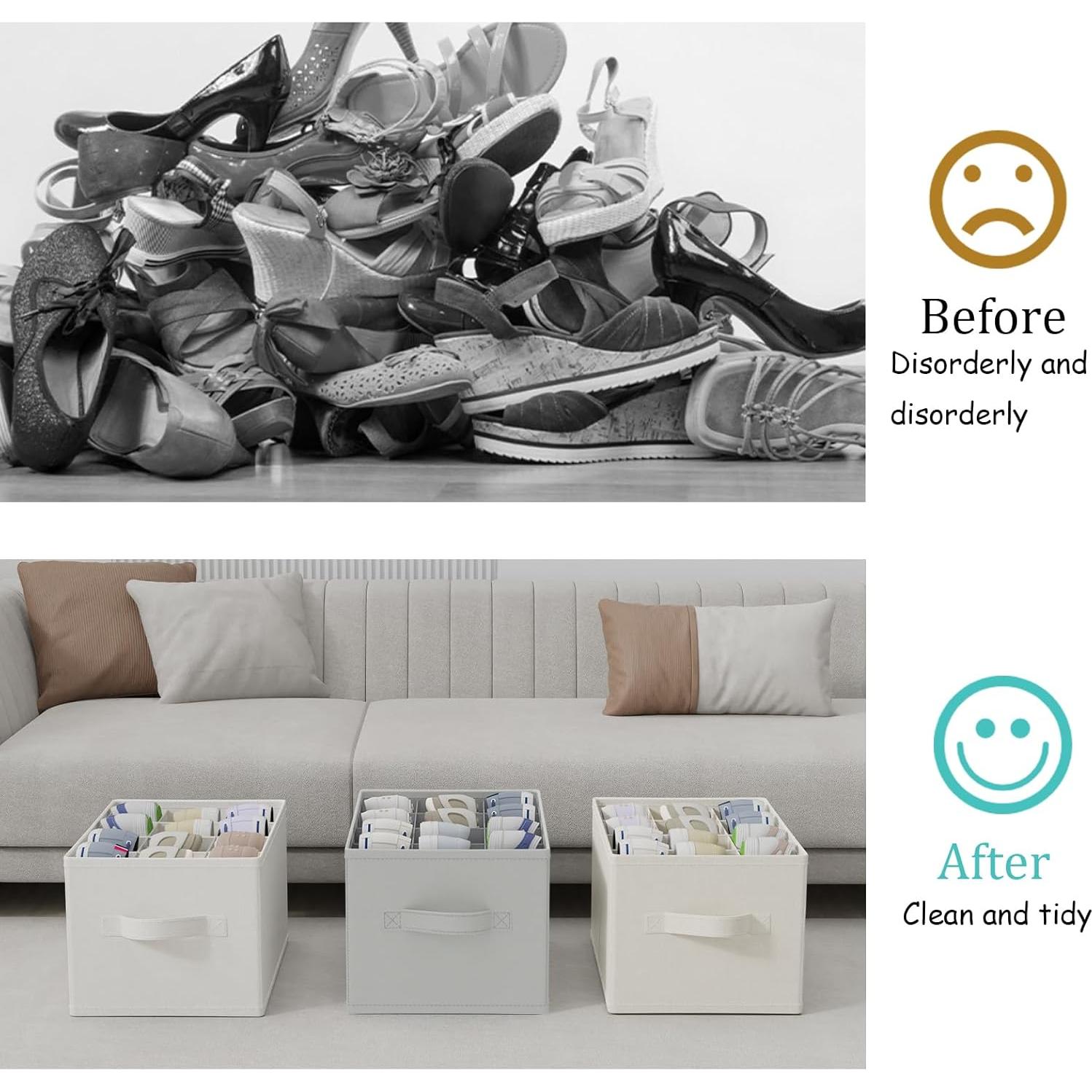 Organizador de Zapatos Plegable GUOHNHE 2 Paquetes 42x32x26cm Gris