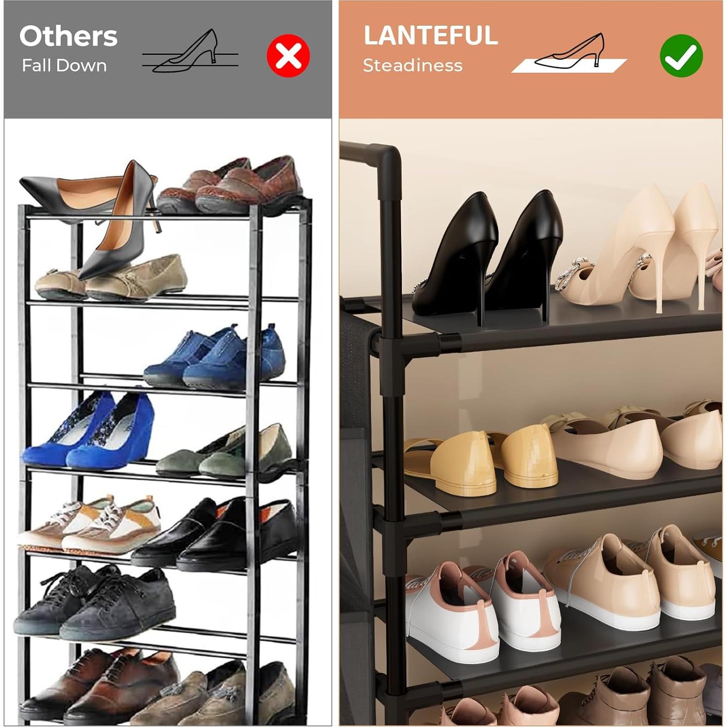 Estante para zapatos LANTEFUL 6 niveles, 24-30 pares, negro