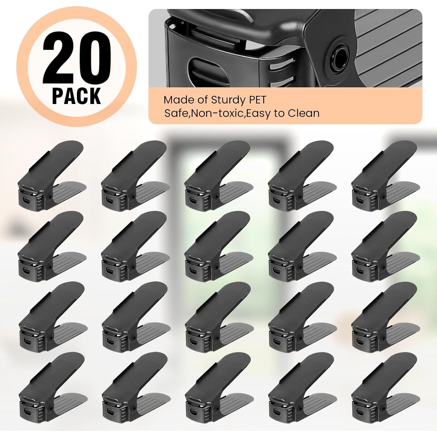 Organizador de Zapatos TOPNEW Doble Capa 20 Paquetes Negro