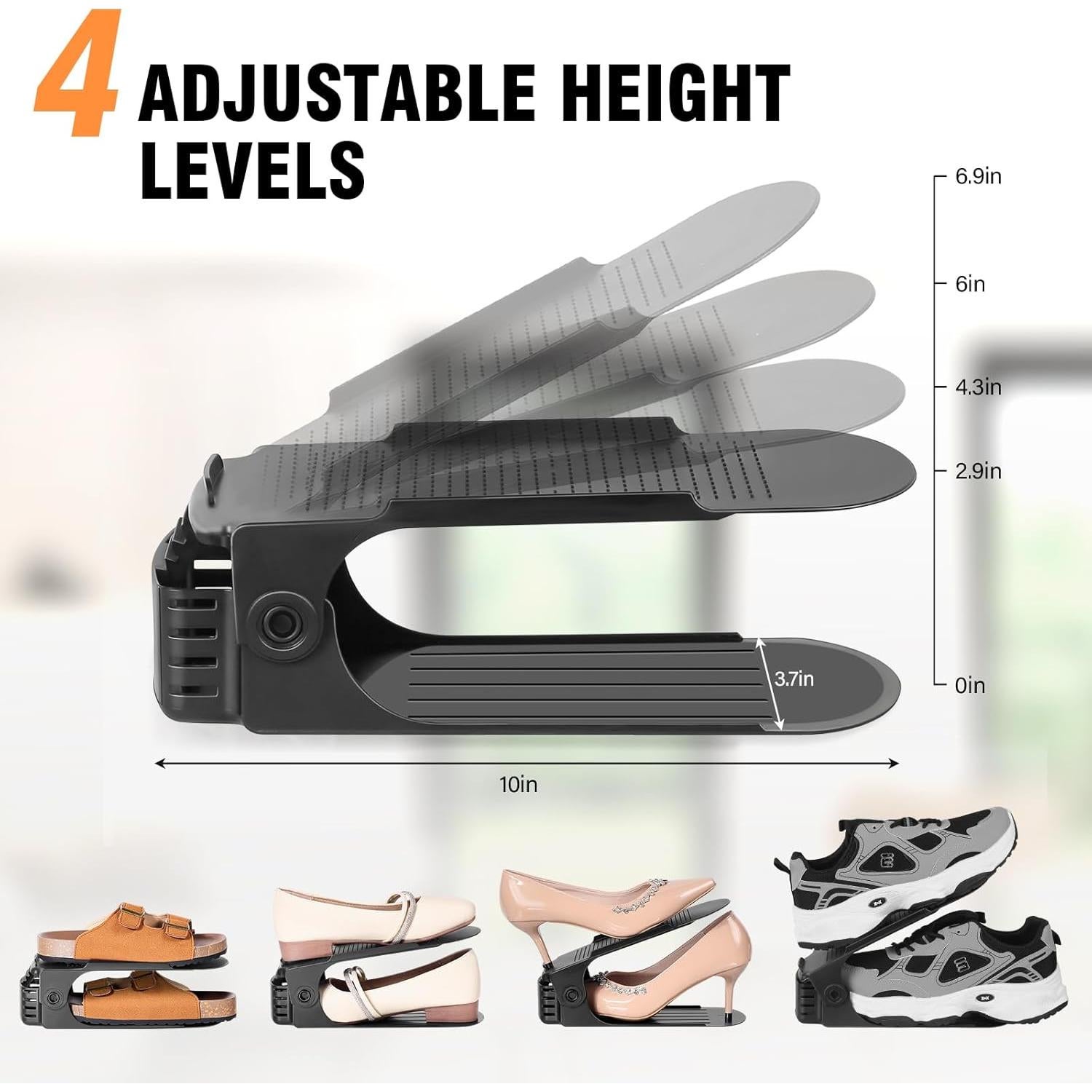 Organizador de Zapatos TOPNEW Doble Capa 20 Paquetes Negro