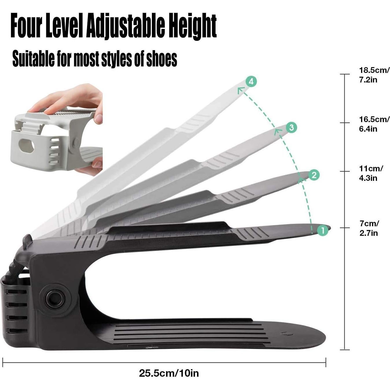 Organizador de Zapatos RISETEX 12 Estantes Ajustables Negro