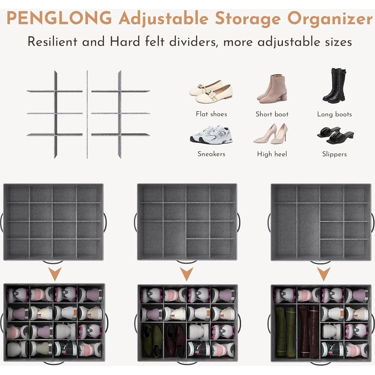 Organizador de Zapatos Ajustable PENGLONG 32 Pares Fieltro Negro