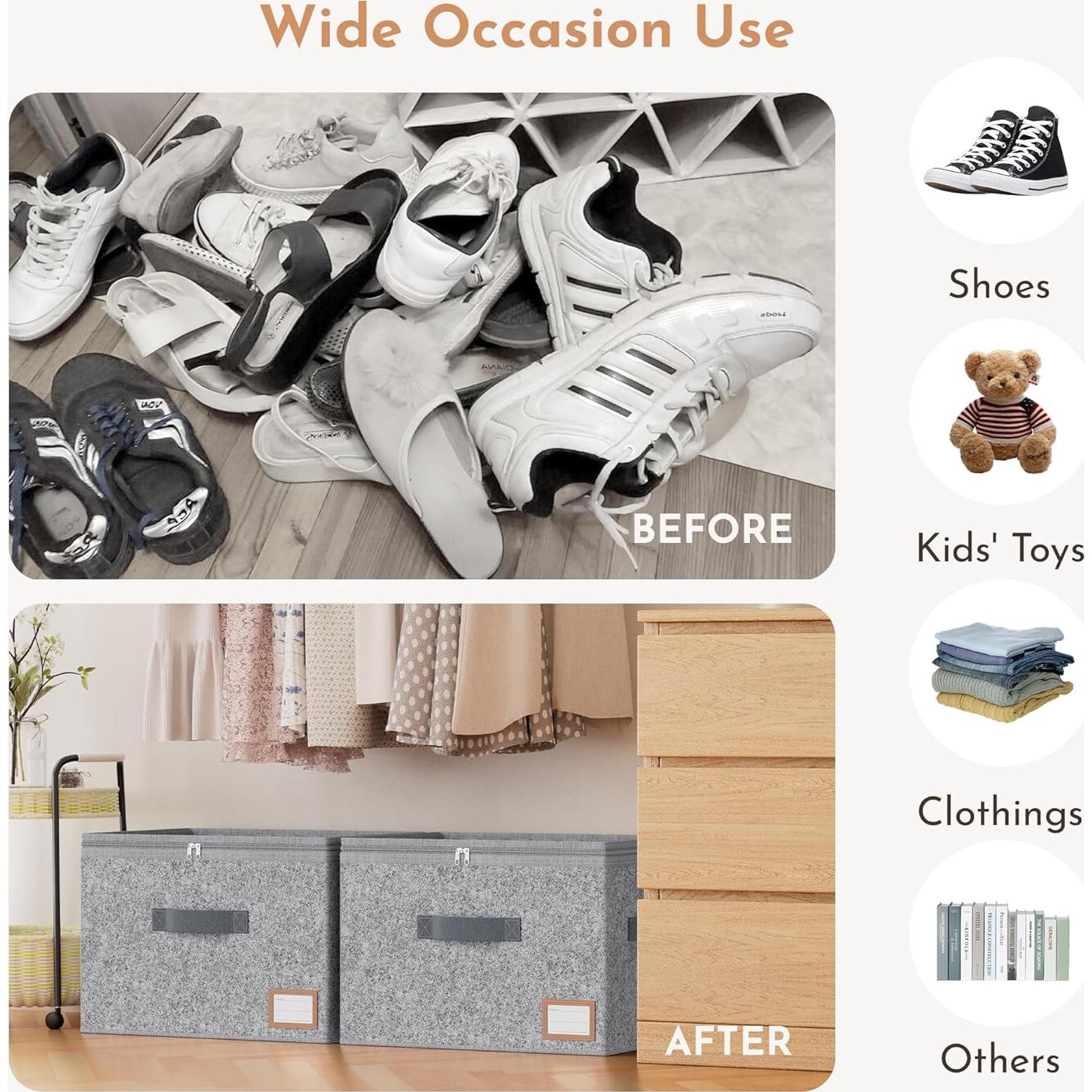 Organizador de Zapatos Ajustable PENGLONG 32 Pares Fieltro Negro