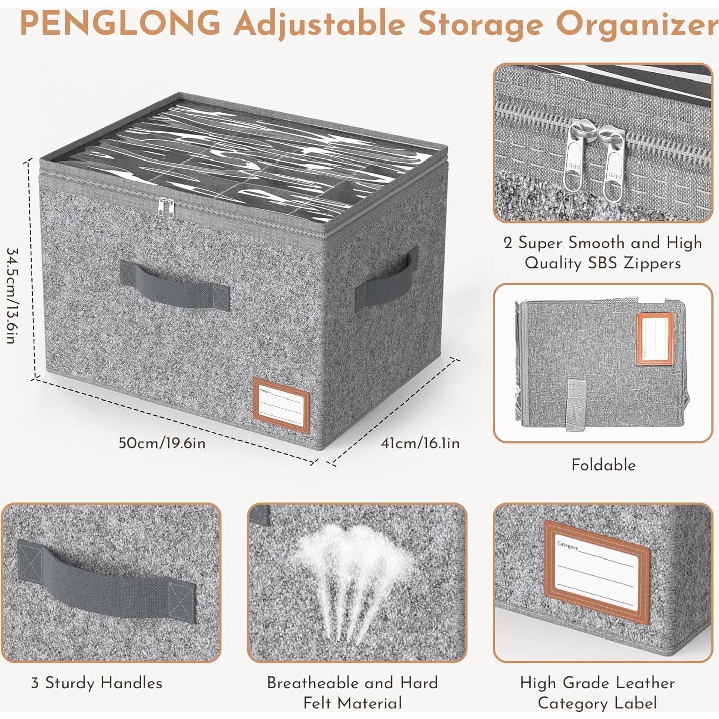 Organizador de Zapatos Ajustable PENGLONG 32 Pares Fieltro Negro