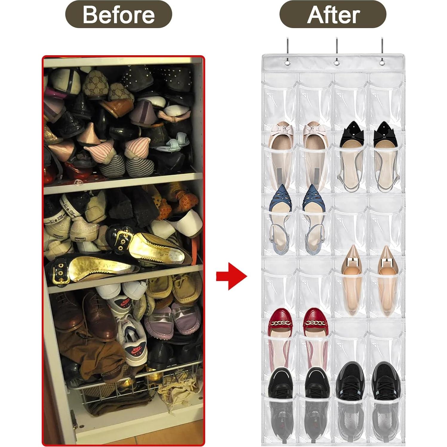 Organizador de Zapatos sobre la Puerta Bofoho Blanco 24 Bolsillos