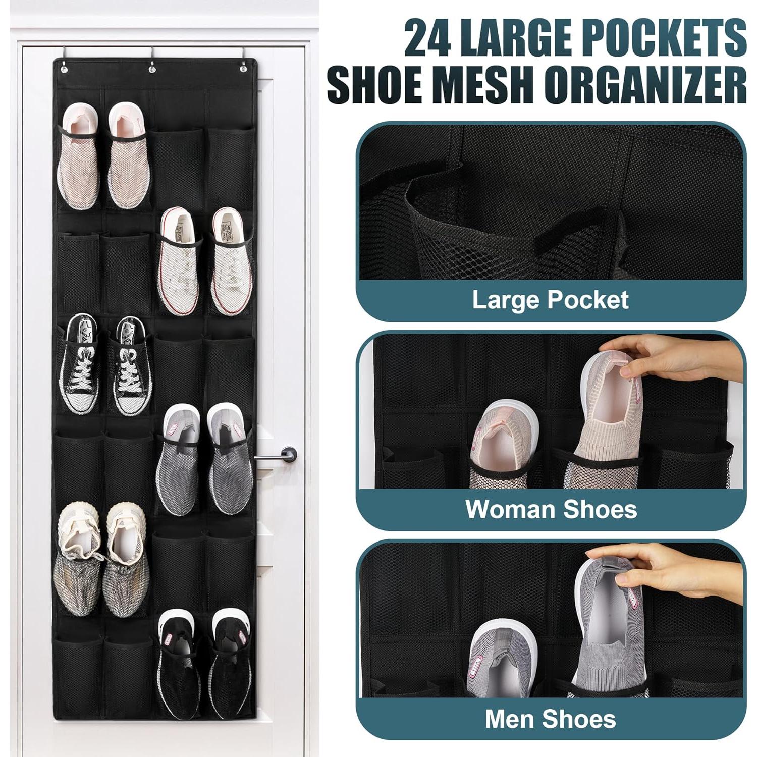 Organizador de Zapatos Colgante HARBULE 24 Bolsillos Negro