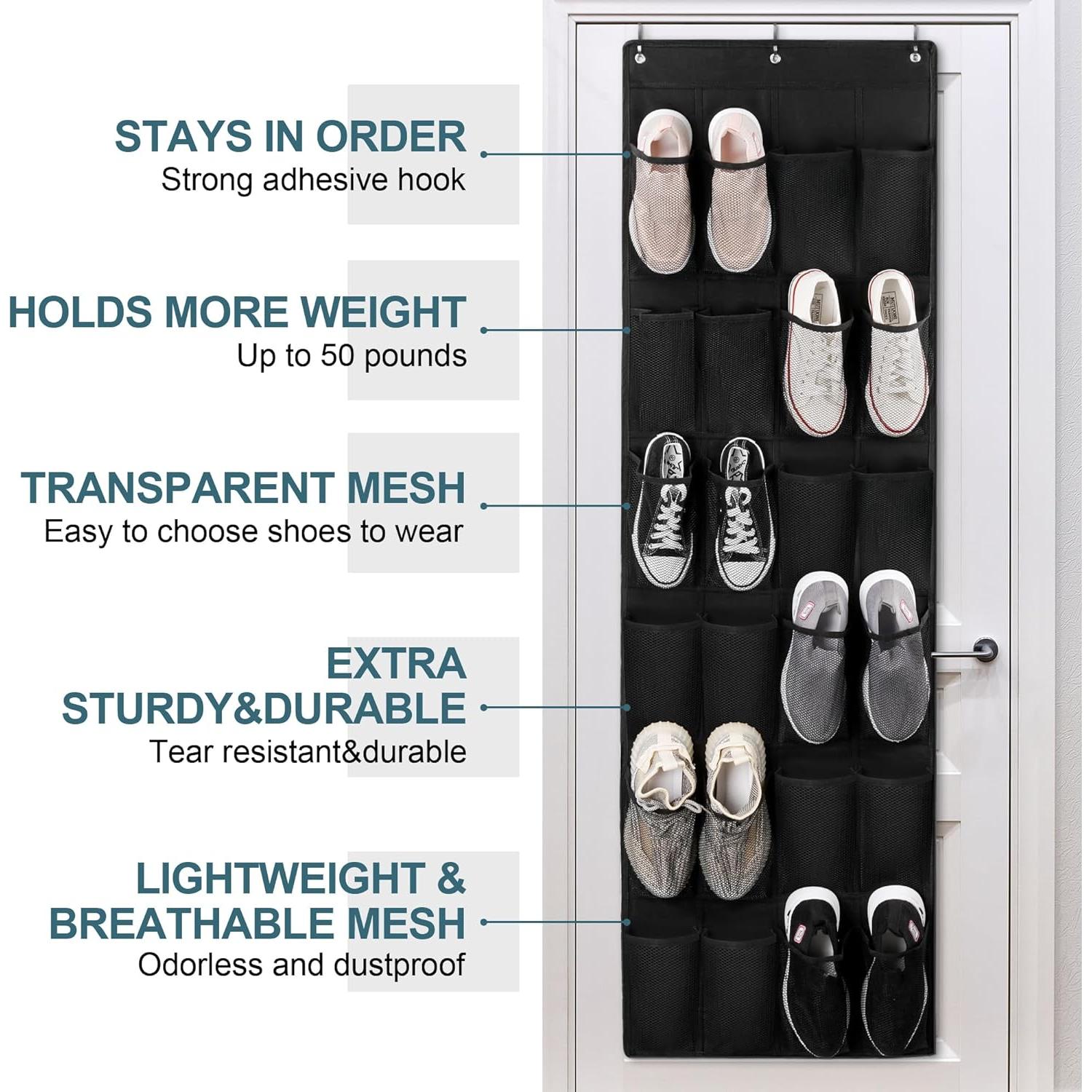 Organizador de Zapatos Colgante HARBULE 24 Bolsillos Negro