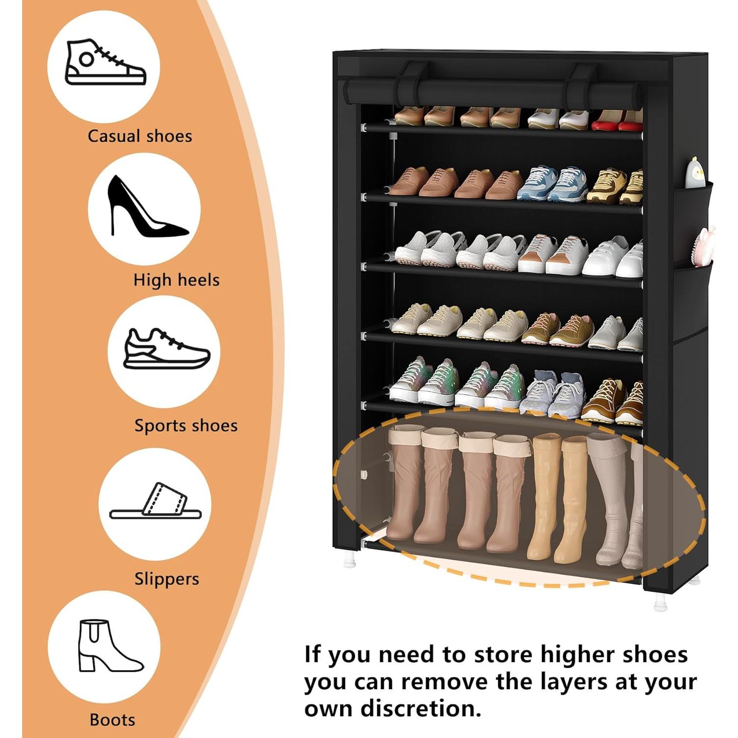 Estante Organizador de Zapatos 7 Niveles Laiensia Negro