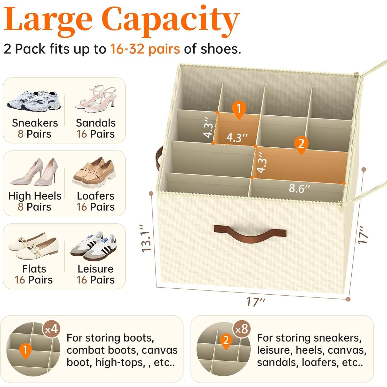 Organizador de Zapatos LIKMYPICK Beige 2 Paquetes Plegables