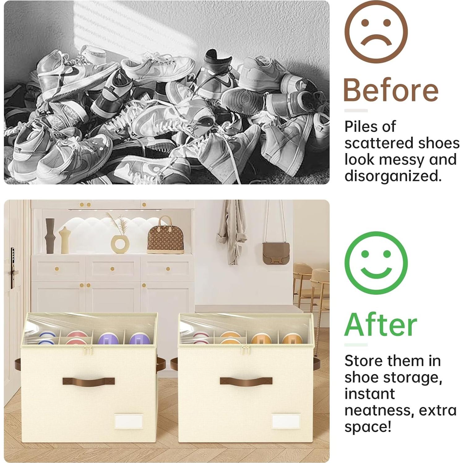 Organizador de Zapatos LIKMYPICK Beige 2 Paquetes Plegables