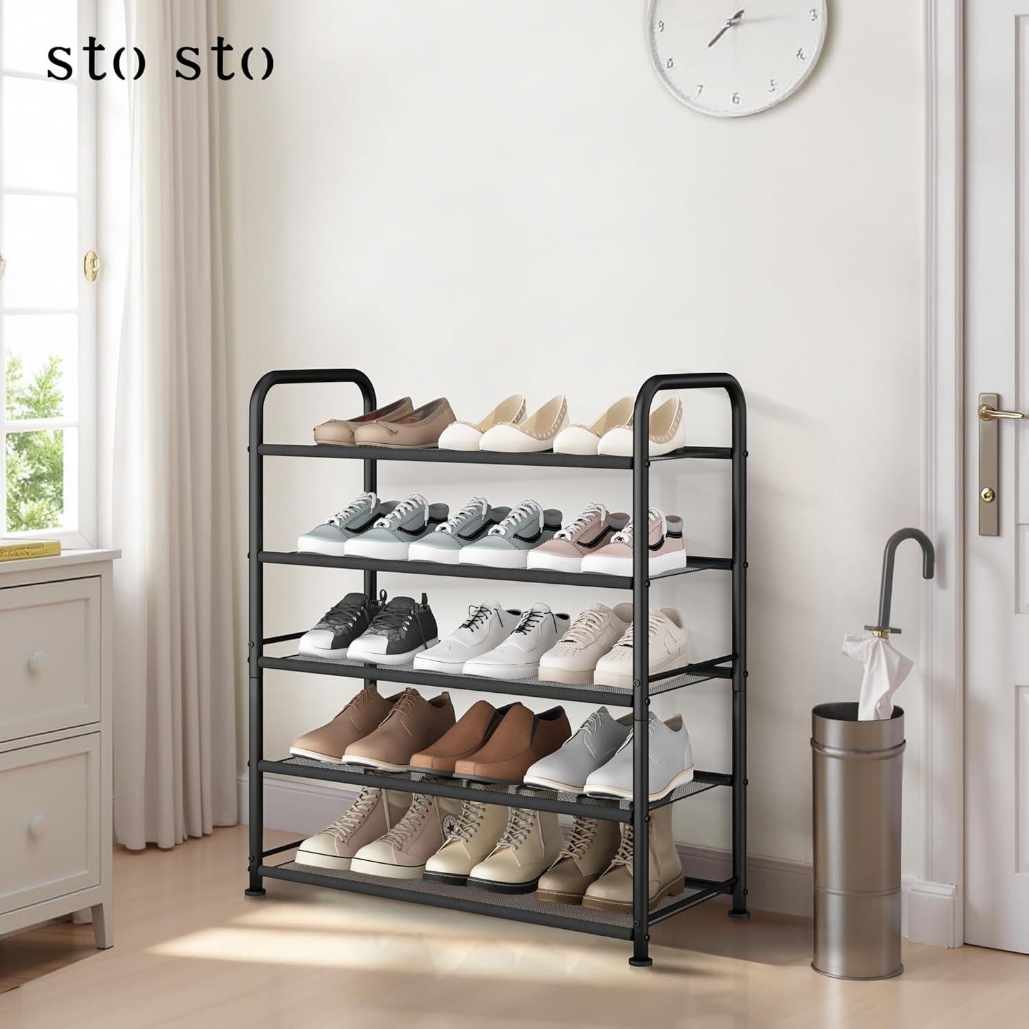 Estante para Zapatos STO STO 5 Niveles Metal Negro 15 Pares