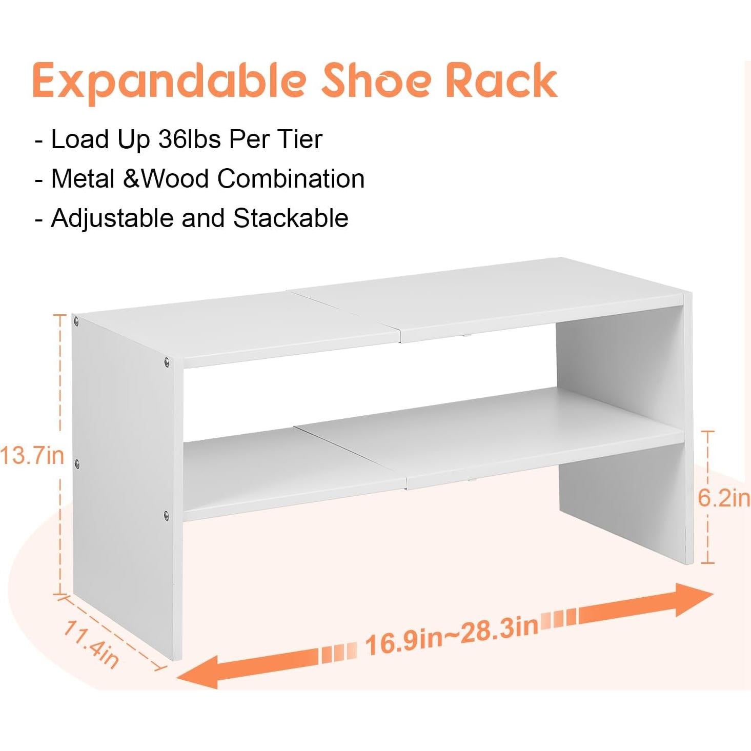 Organizador de Zapatos Expandible Hencawima Blanco 2 Niveles