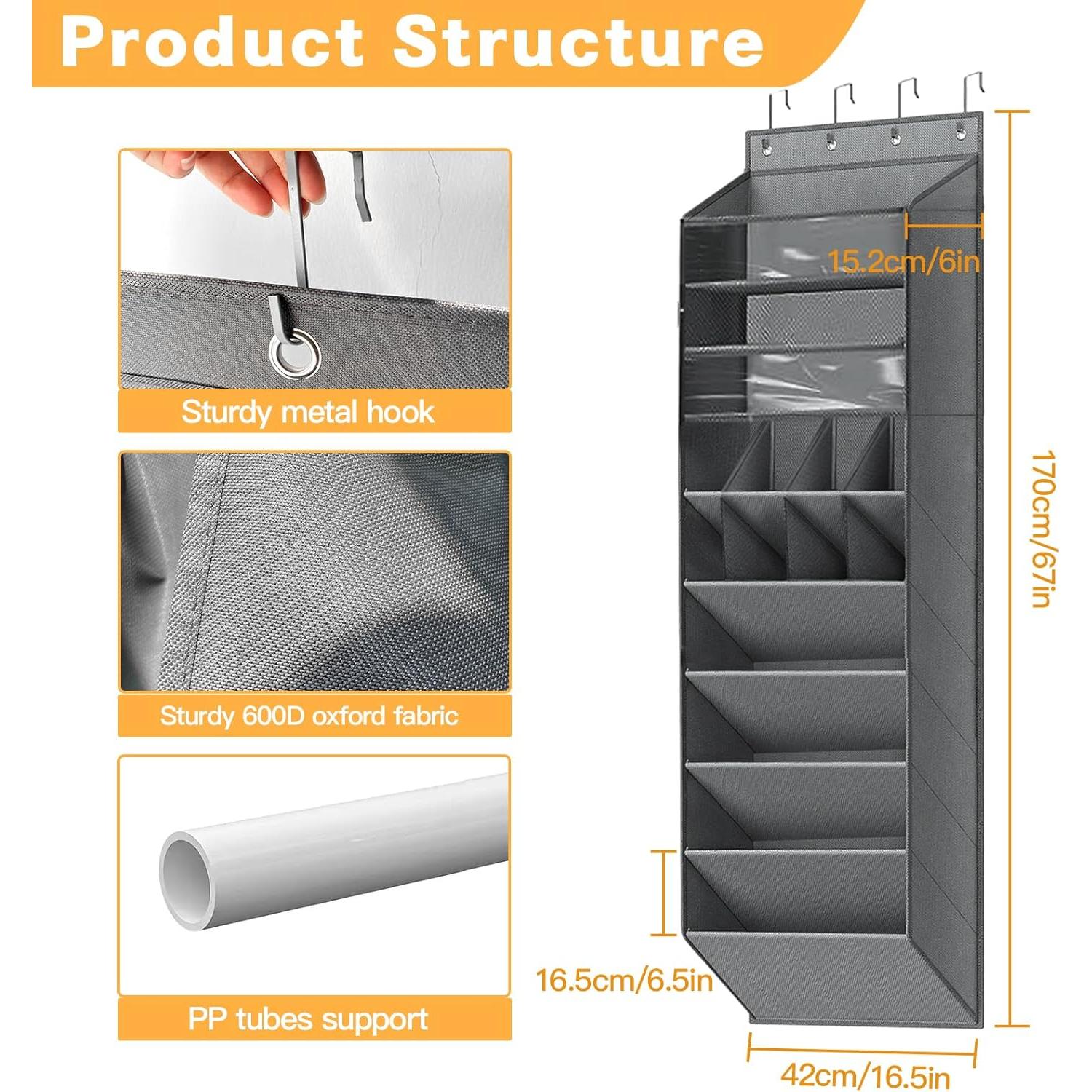 Organizador de zapatos colgante LEHKG 8 estantes gris