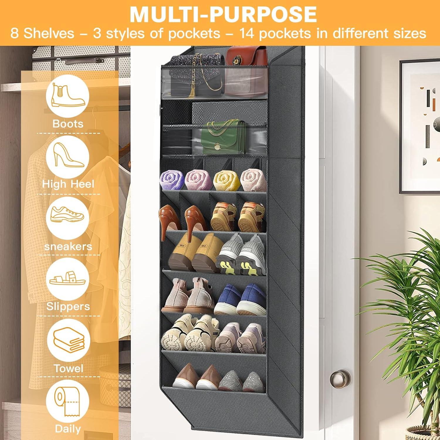 Organizador de zapatos colgante LEHKG 8 estantes gris