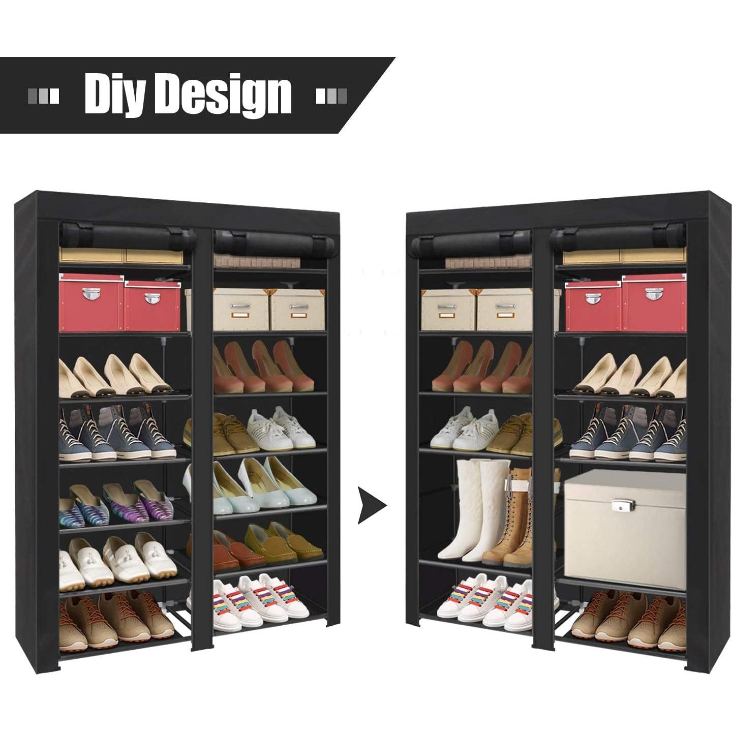 Estante para zapatos ERONE 28 pares 7 niveles portátil negro