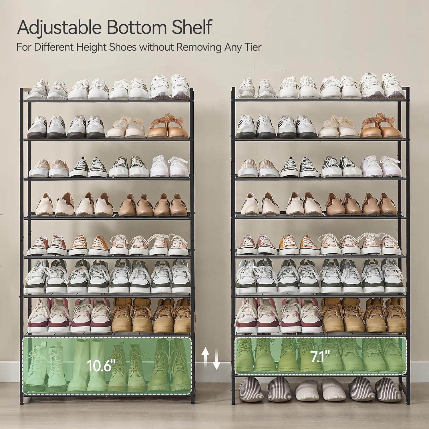 Estante para Zapatos Nunsino 8 Niveles Negro Alta Resistencia