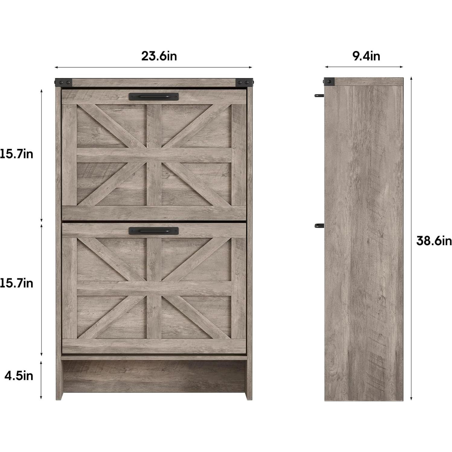 Armario de Zapatos Halitaa J3L330 Gris Campestre 2 Cajones