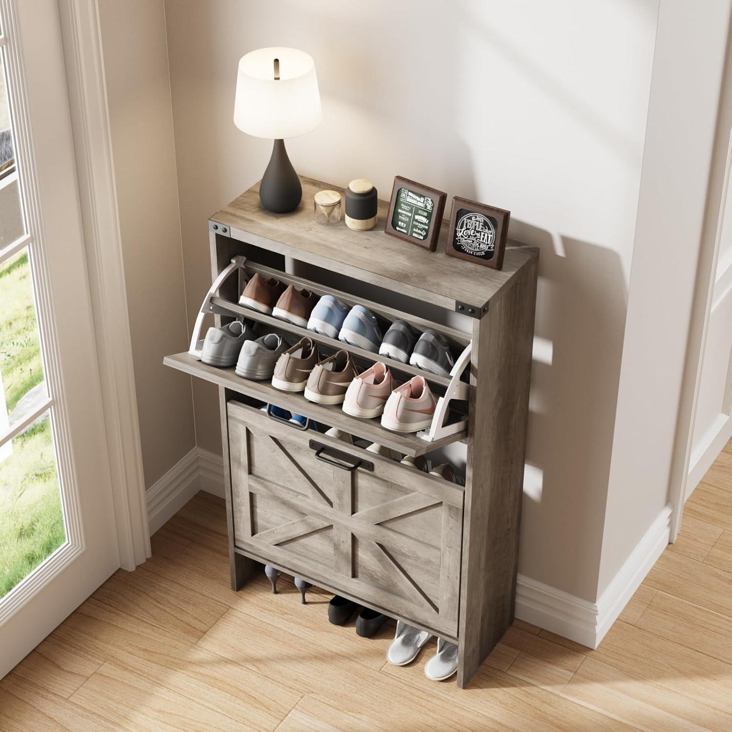 Armario de Zapatos Halitaa J3L330 Gris Campestre 2 Cajones