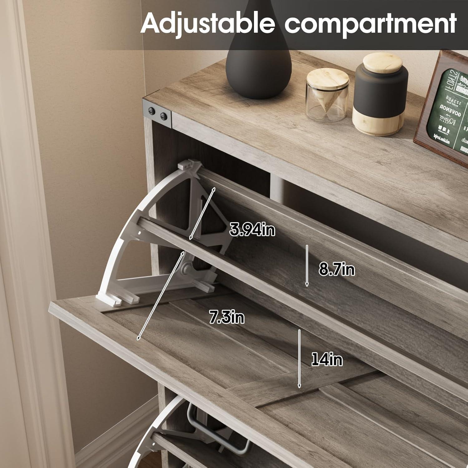 Armario de Zapatos Halitaa J3L330 Gris Campestre 2 Cajones