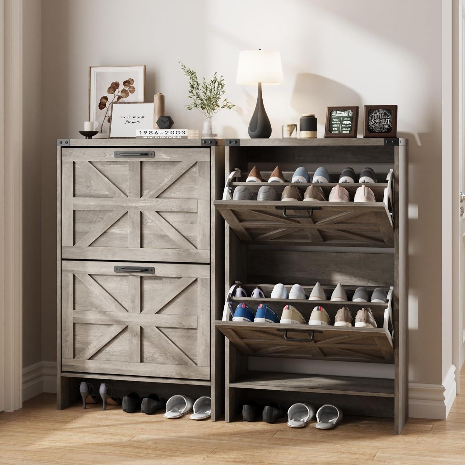 Armario de Zapatos Halitaa J3L330 Gris Campestre 2 Cajones