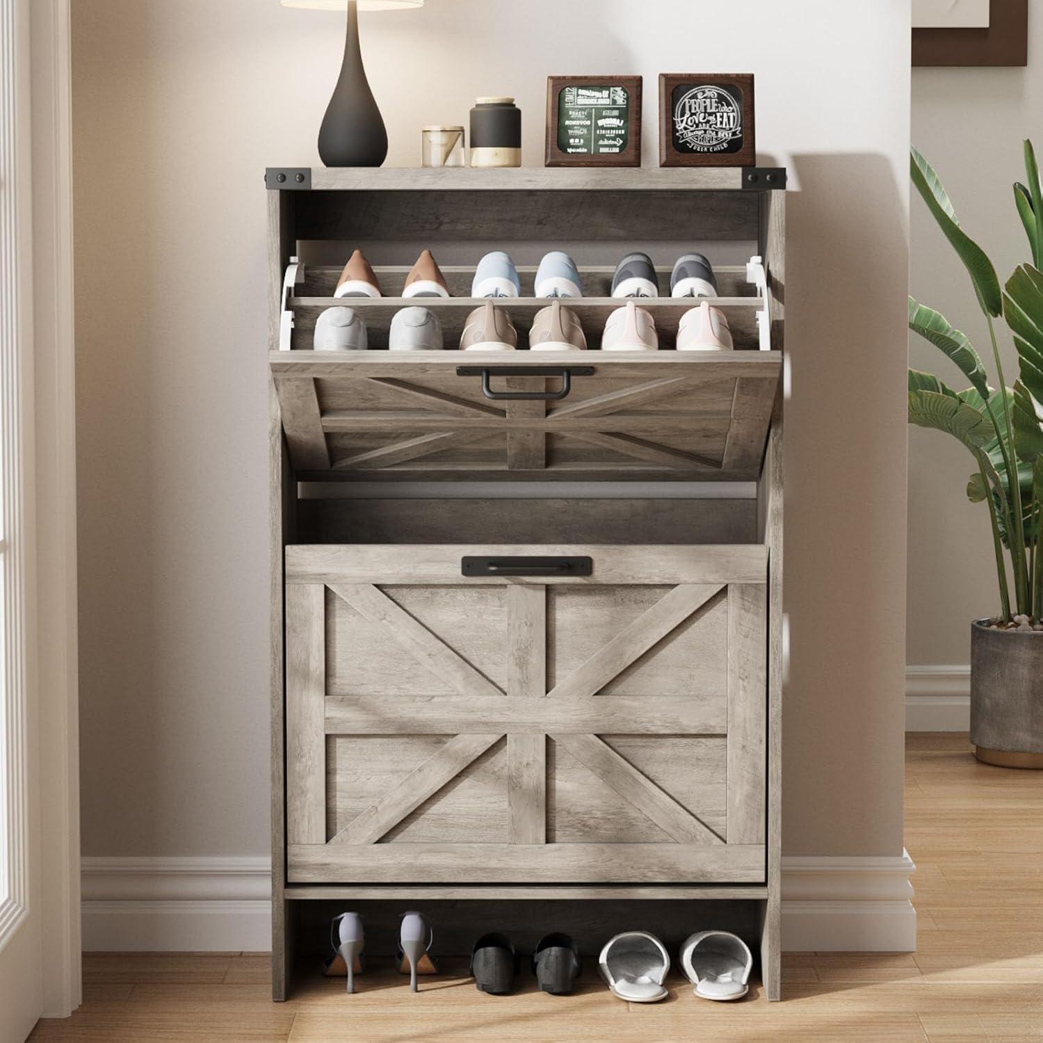 Armario de Zapatos Halitaa J3L330 Gris Campestre 2 Cajones