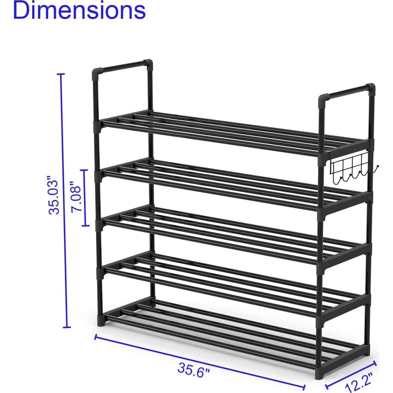 Estante para zapatos 5 niveles Hsscblet ajustable negro