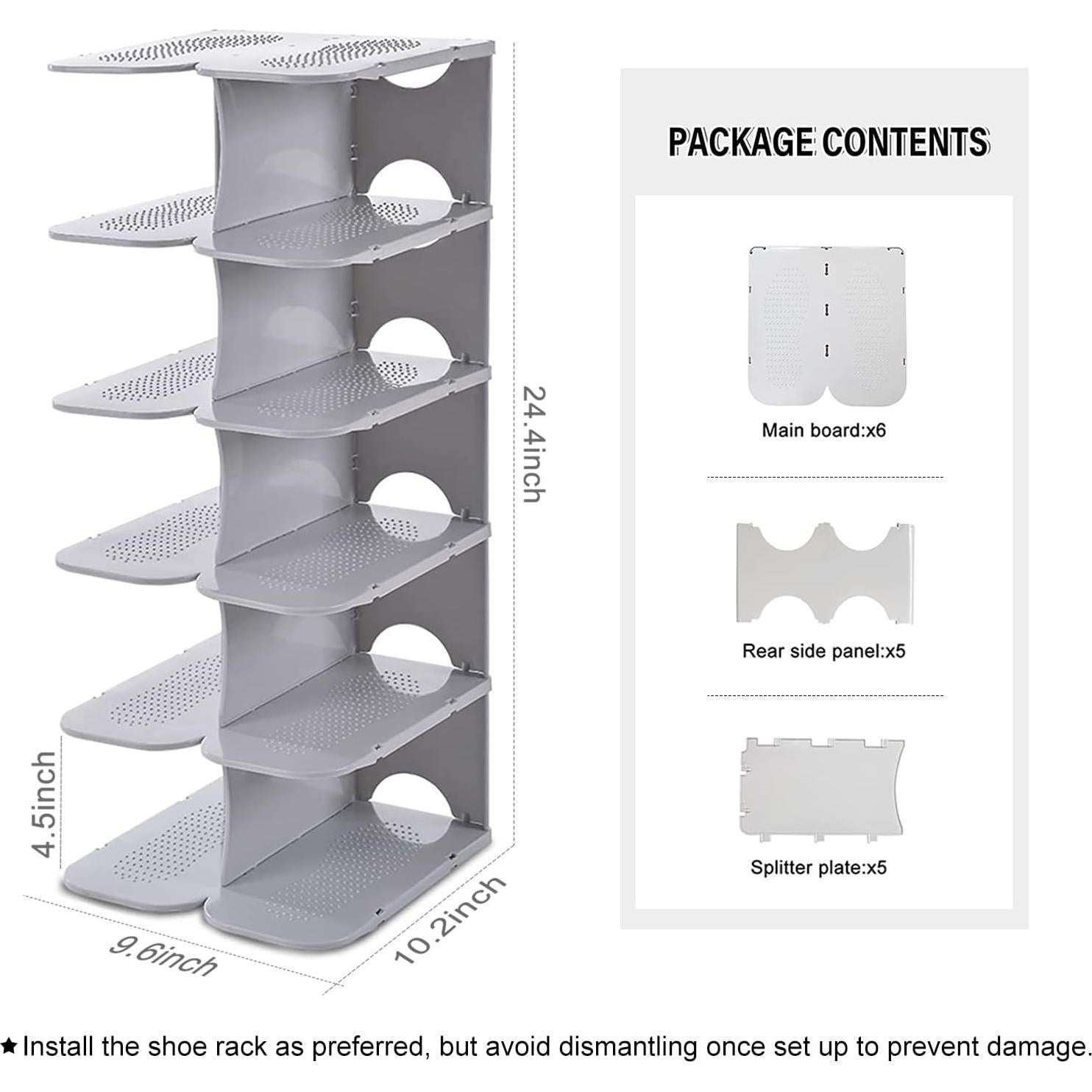 Organizador de Zapatos ACPOP 6 Niveles Gris Ajustable