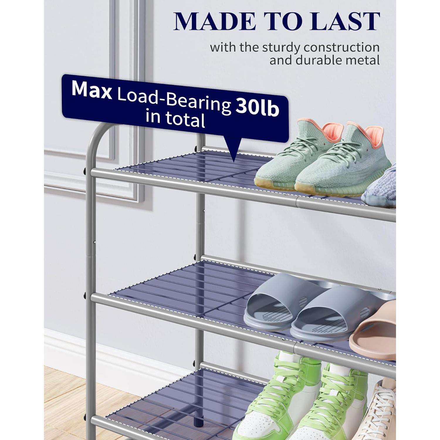 Zapatero Kitsure de 3 Niveles en Metal Gris - Organizador de 16 Pares