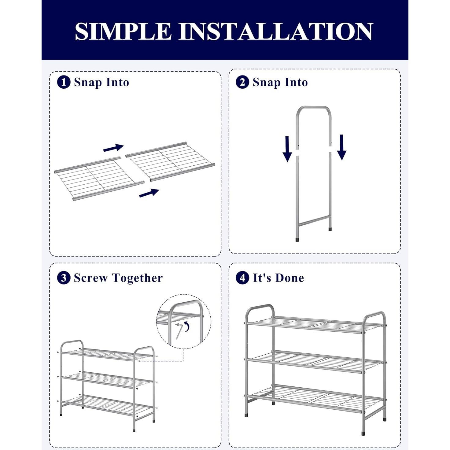 Zapatero Kitsure de 3 Niveles en Metal Gris - Organizador de 16 Pares