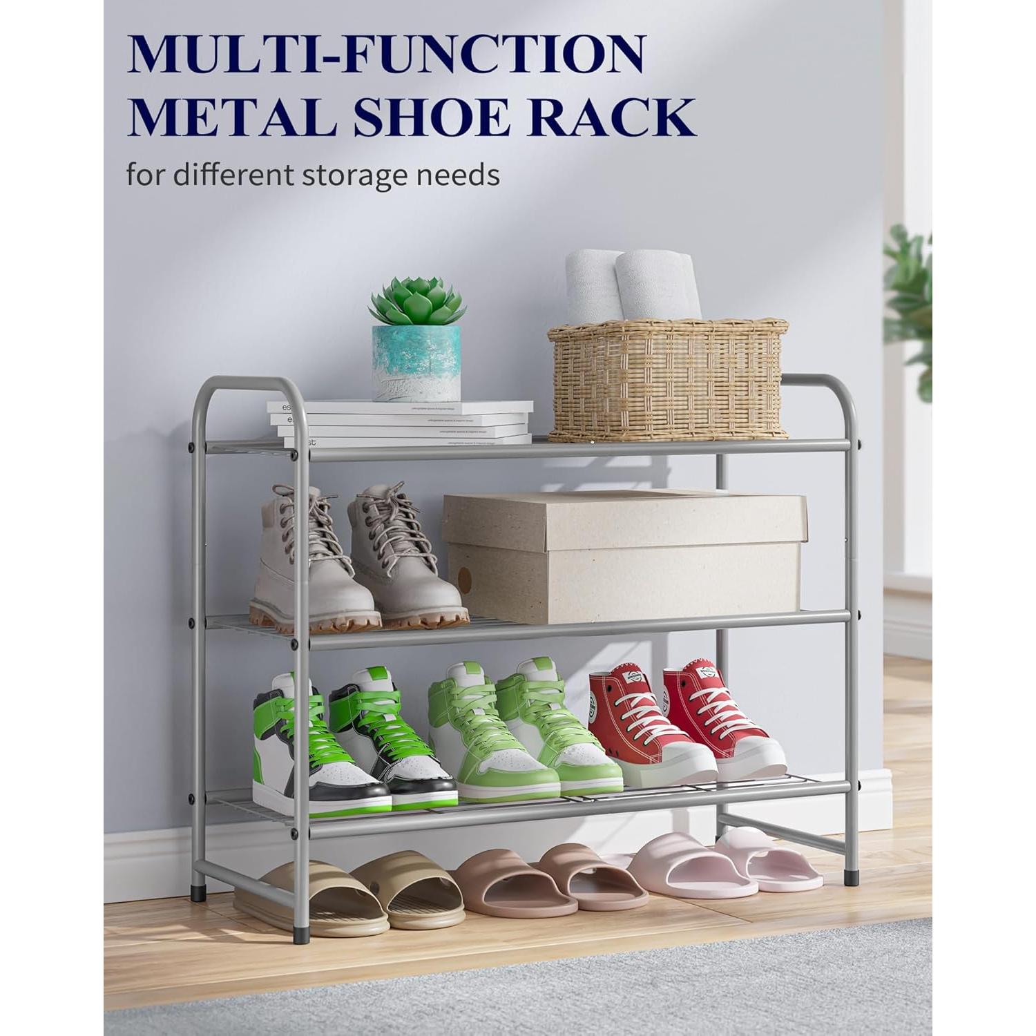 Zapatero Kitsure de 3 Niveles en Metal Gris - Organizador de 16 Pares