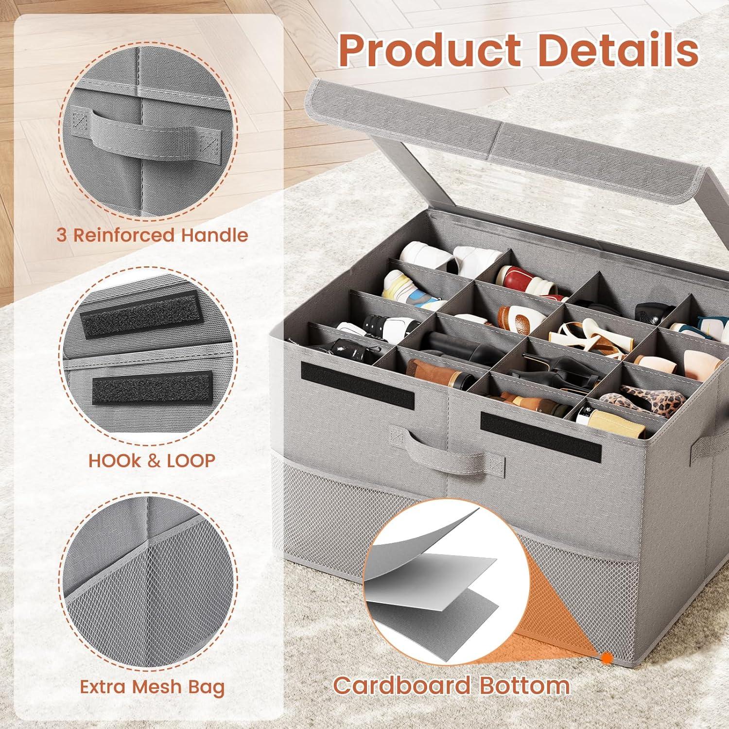 Organizador de Zapatos PHINOX Gris 2 Paquetes Plegable 16 Pares