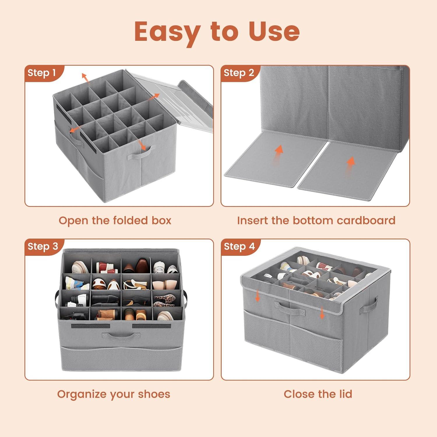 Organizador de Zapatos PHINOX Gris 2 Paquetes Plegable 16 Pares