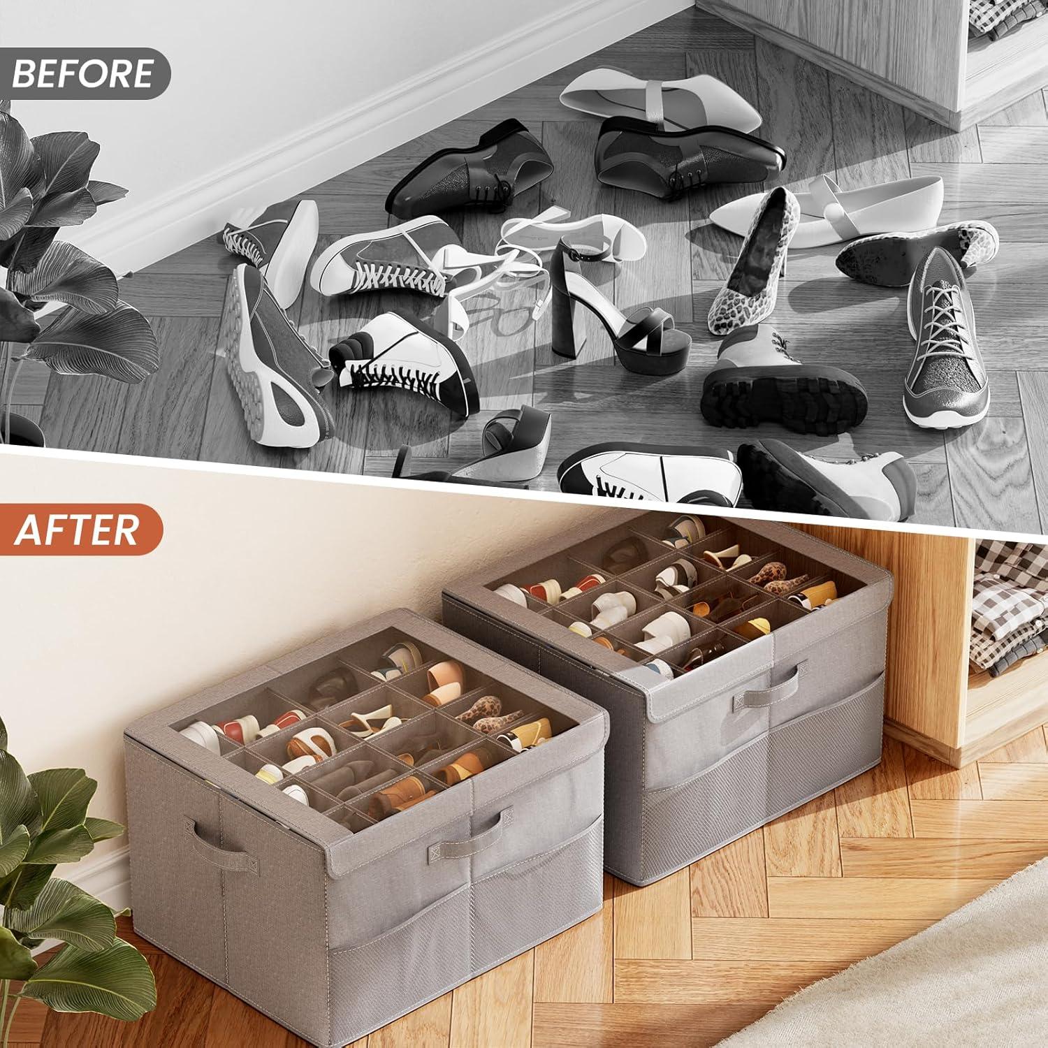 Organizador de Zapatos PHINOX Gris 2 Paquetes Plegable 16 Pares