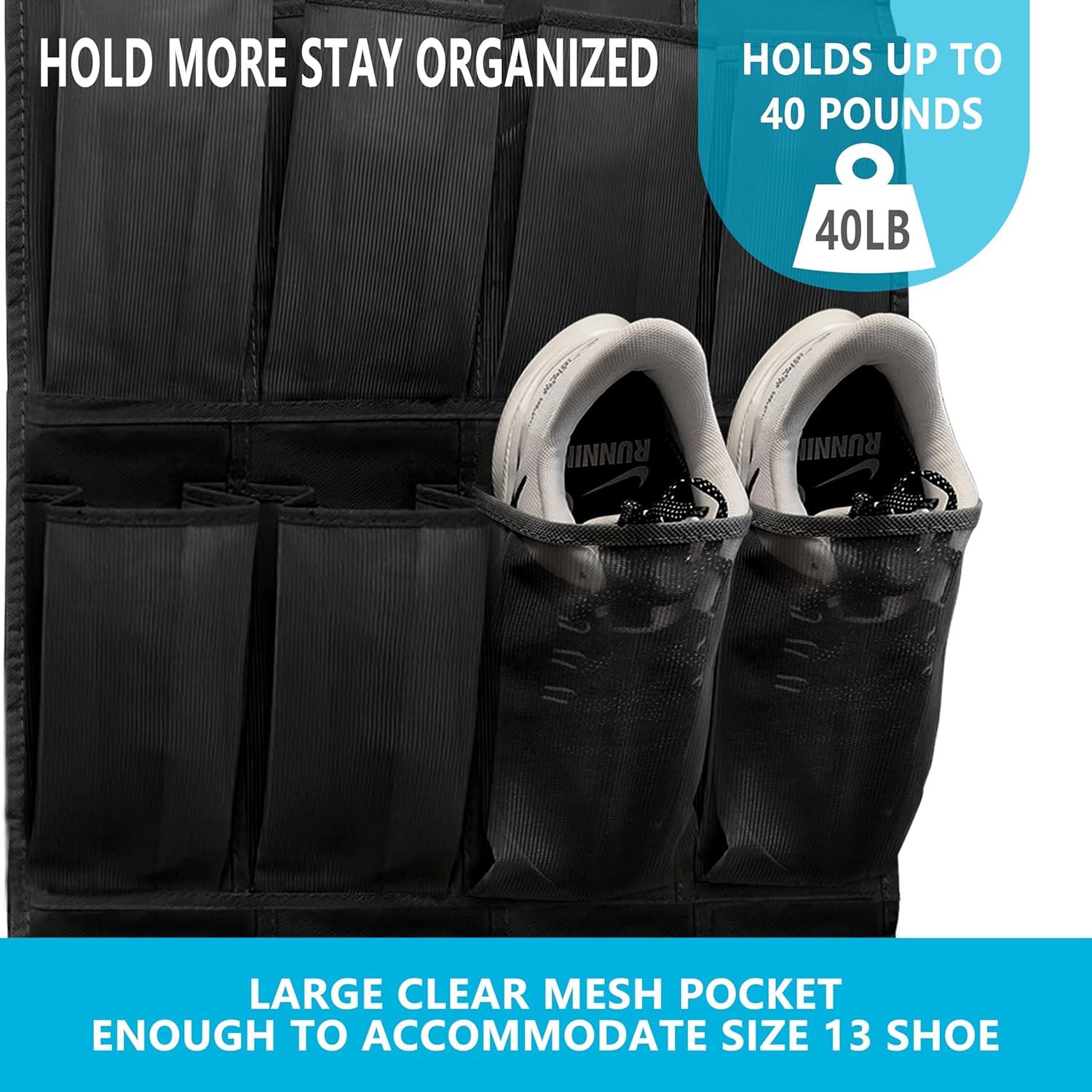 Organizador de Zapatos sobre la Puerta ZKXNBXX 24 Bolsillos Negro