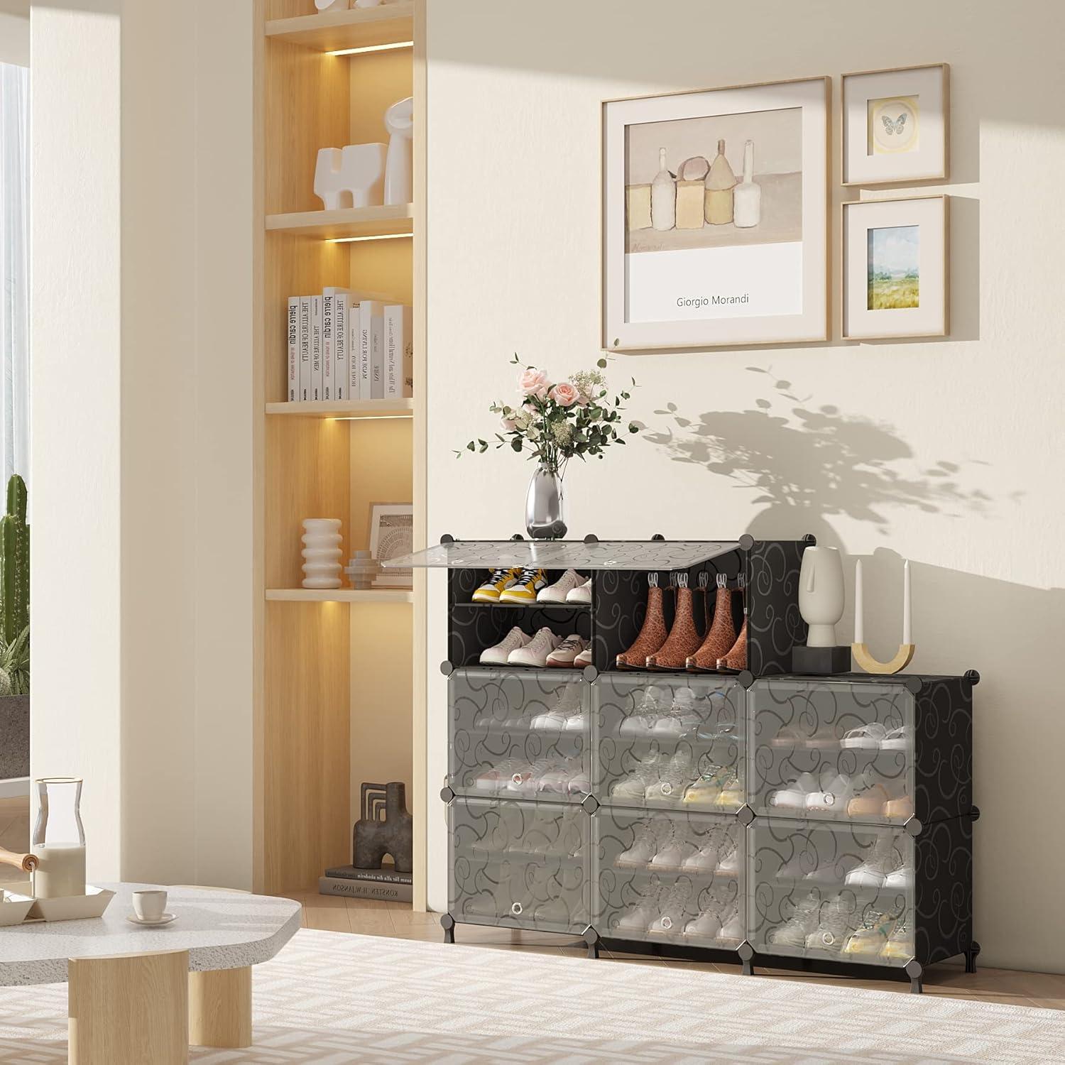 Estante para zapatos AWTATOS 8 niveles negro, 32 pares