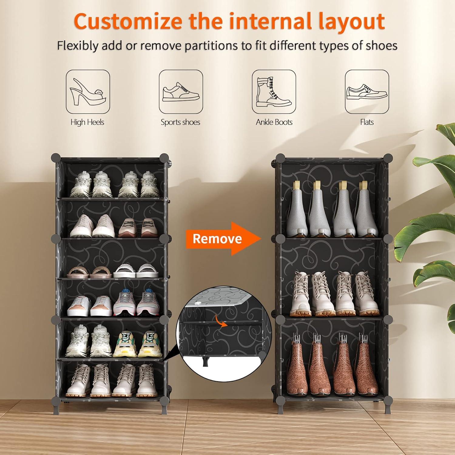 Estante para zapatos AWTATOS 8 niveles negro, 32 pares