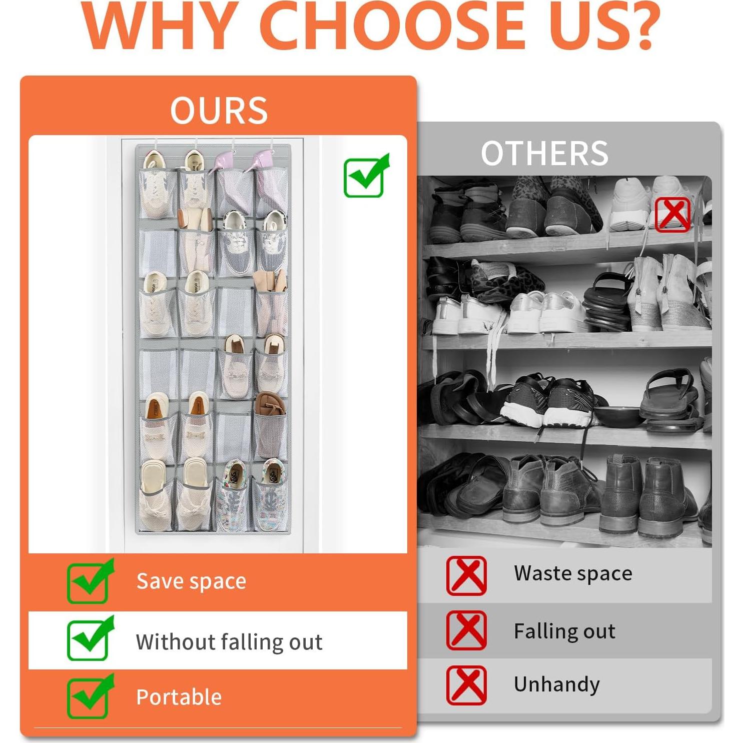 Organizador de Zapatos FENTEC 24 Bolsillos Gris para Colgar