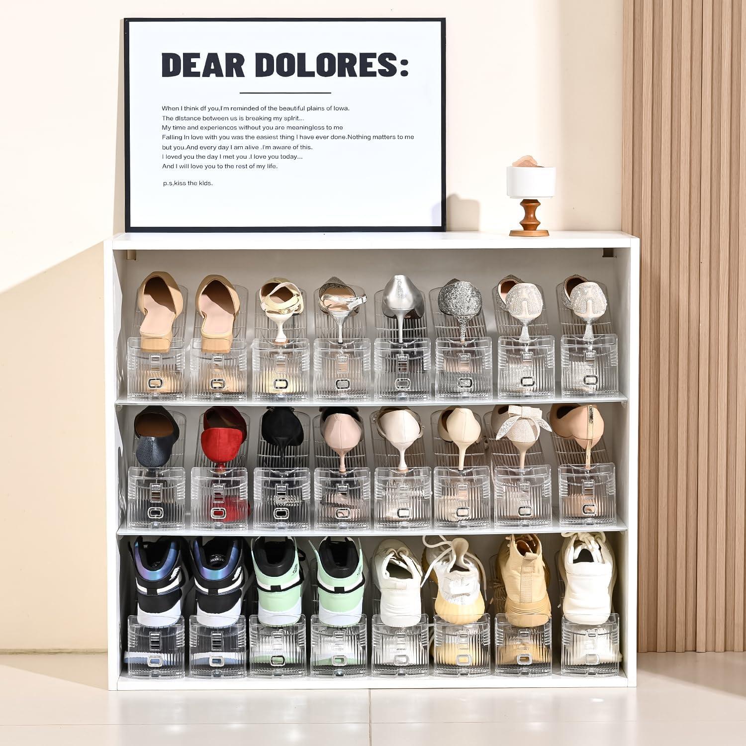 Organizador de Zapatos Beehomay 12 Paquete Ajustable Transparente