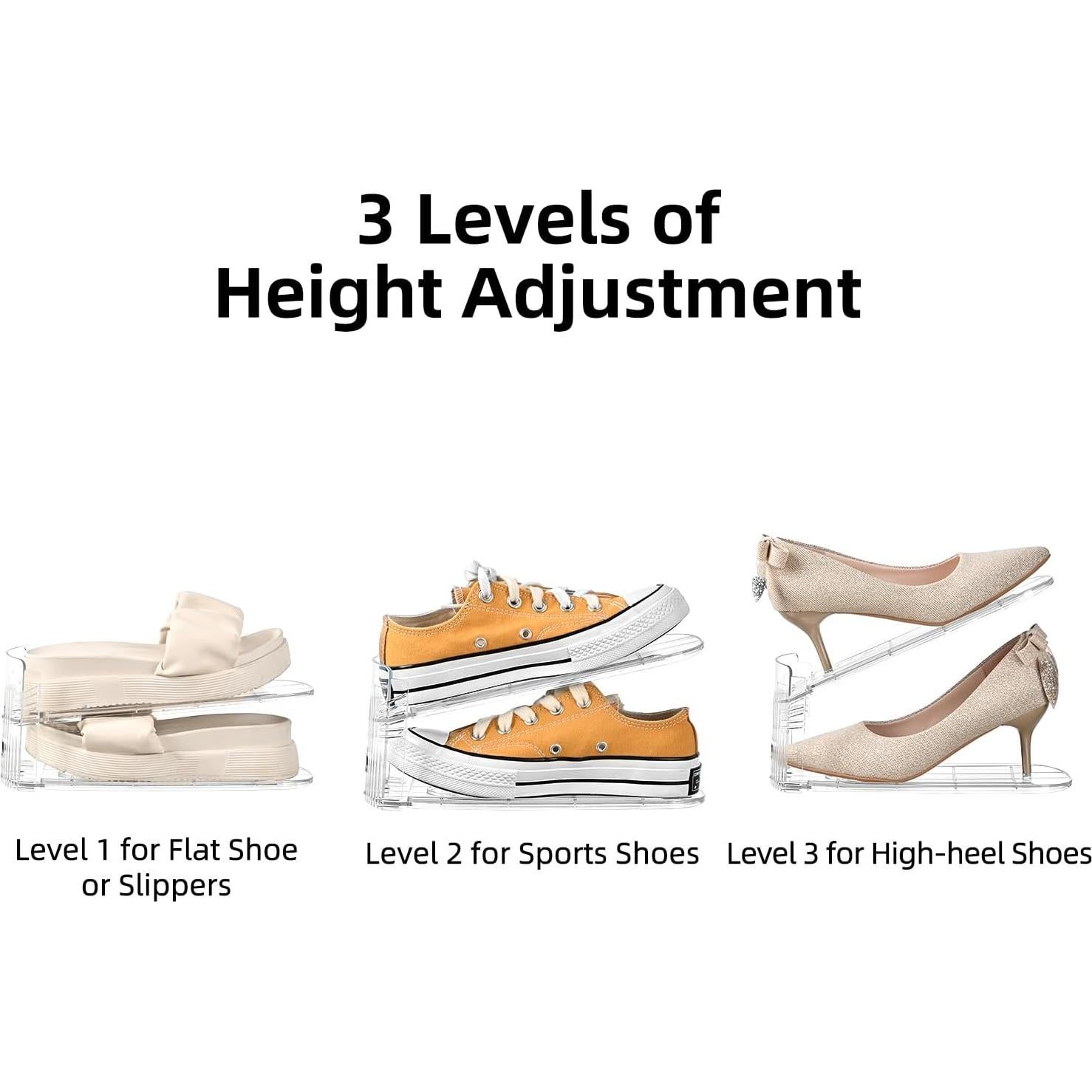 Organizador de Zapatos Beehomay 12 Paquete Ajustable Transparente