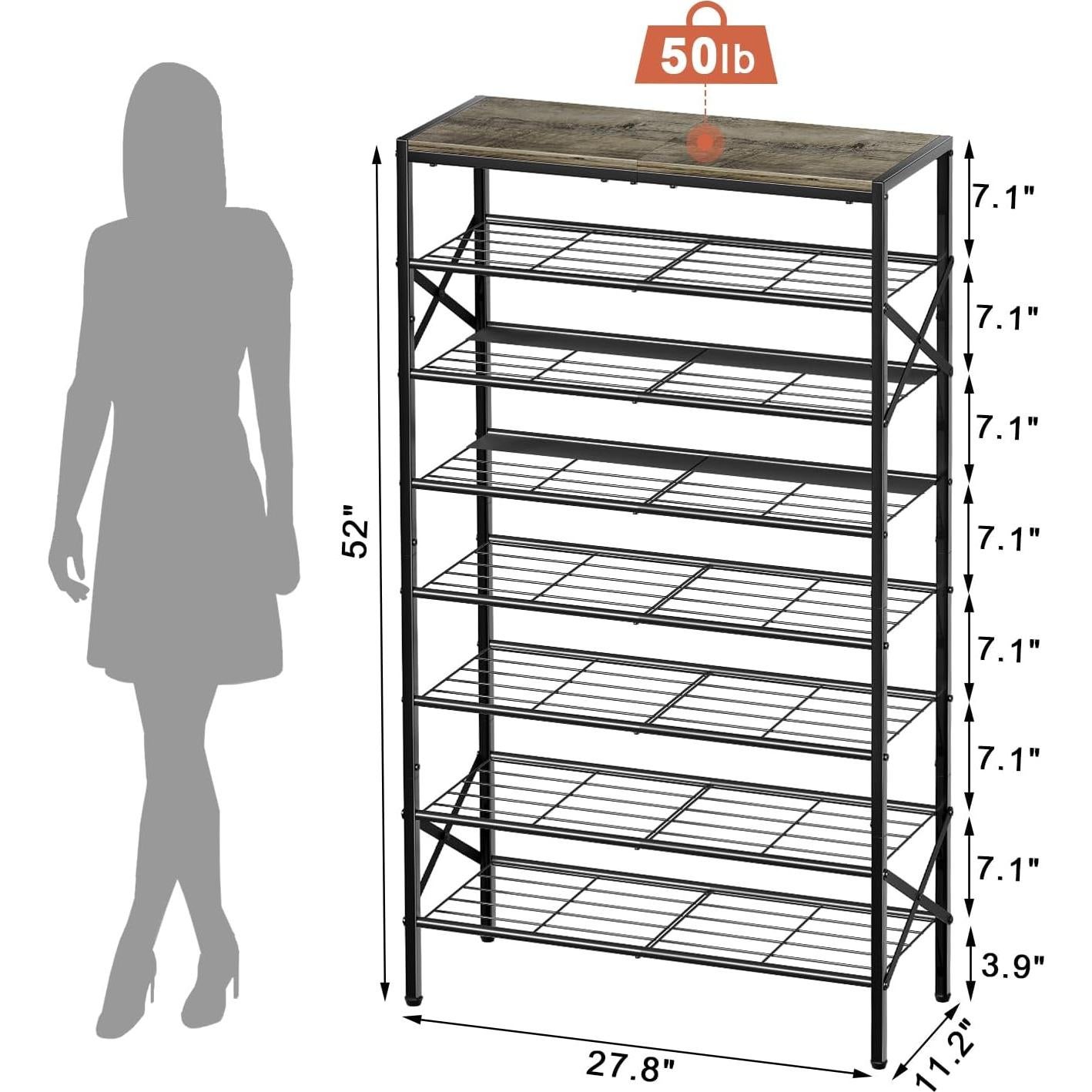 Organizador de Zapatos UNITSTAGE 8 Niveles Metal Gris 24-32 Pares