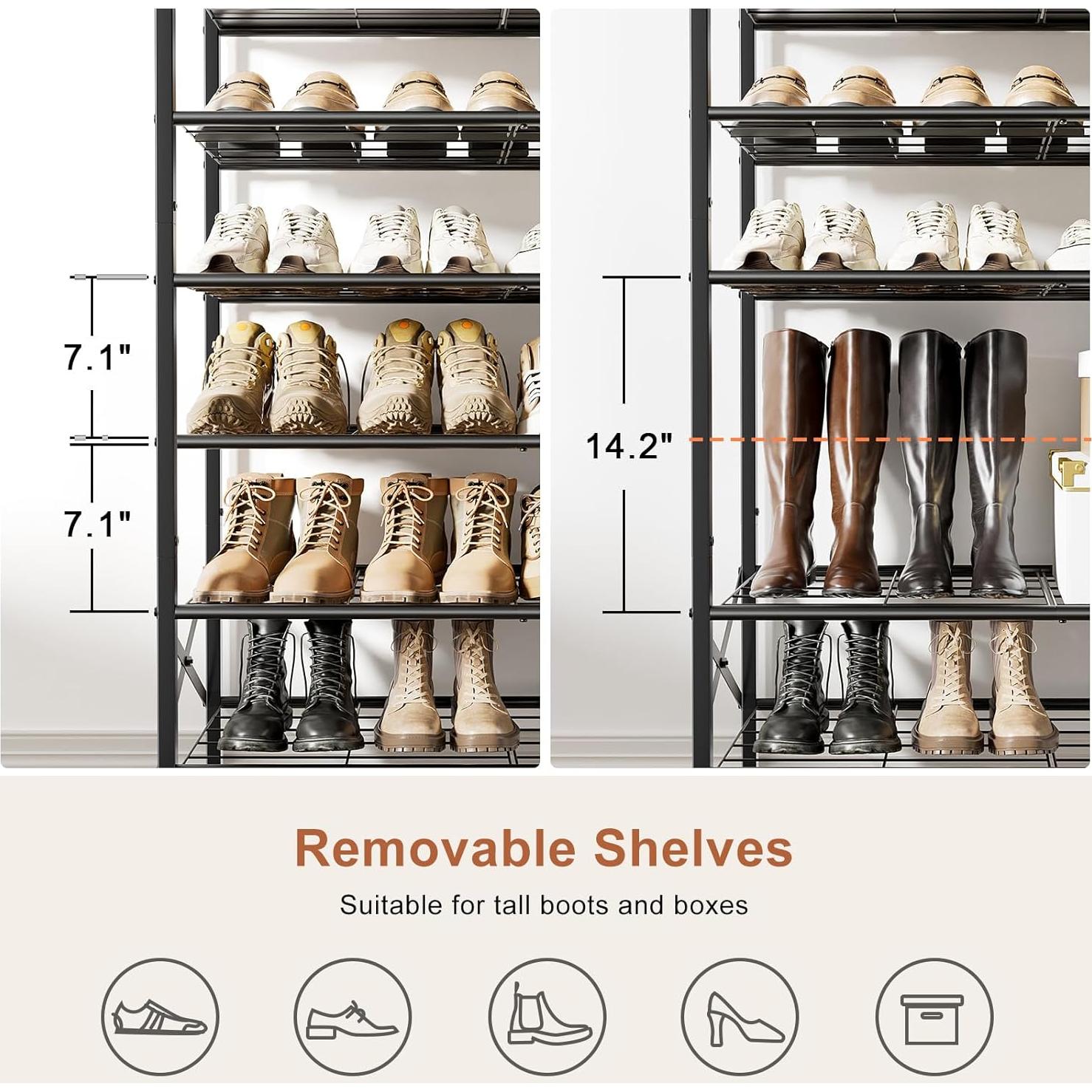 Organizador de Zapatos UNITSTAGE 8 Niveles Metal Gris 24-32 Pares