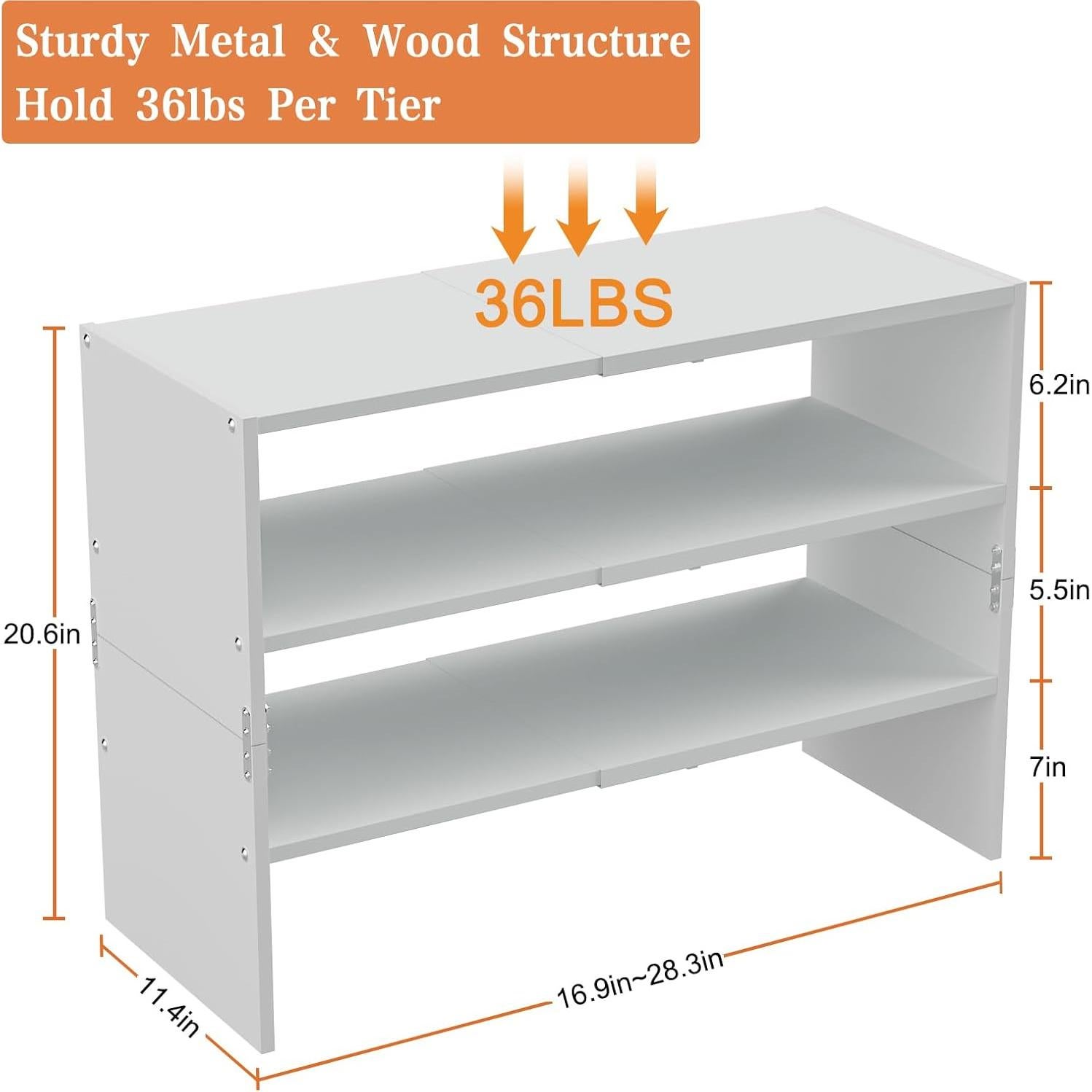 Organizador de Zapatos Expandible Cidaziya Blanco 3 Niveles