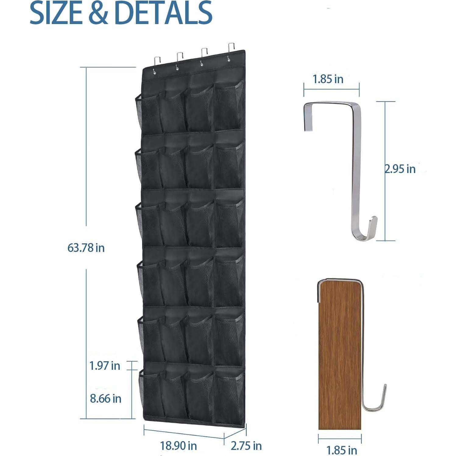 Organizador de Zapatos Colgante HNIUXX 24 Bolsillos Negro