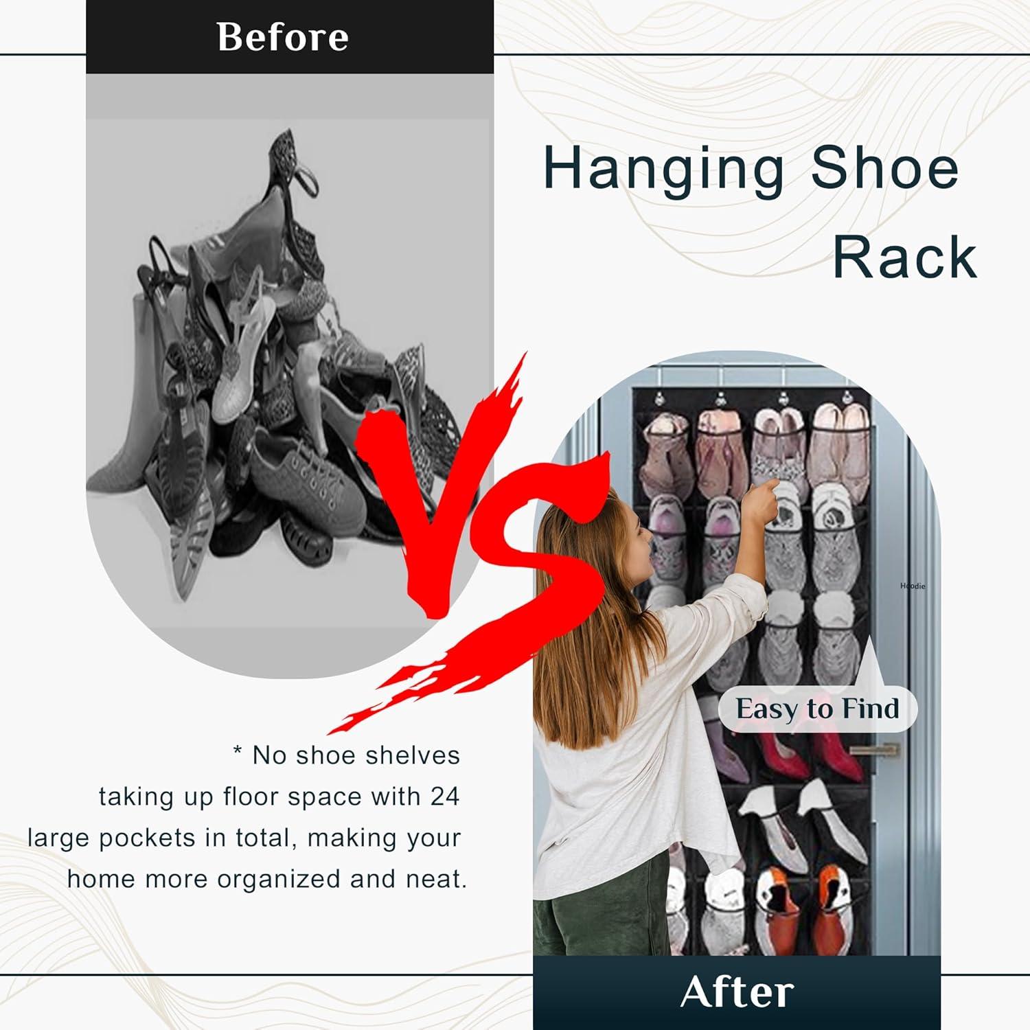 Organizador de Zapatos Colgante HNIUXX 24 Bolsillos Negro