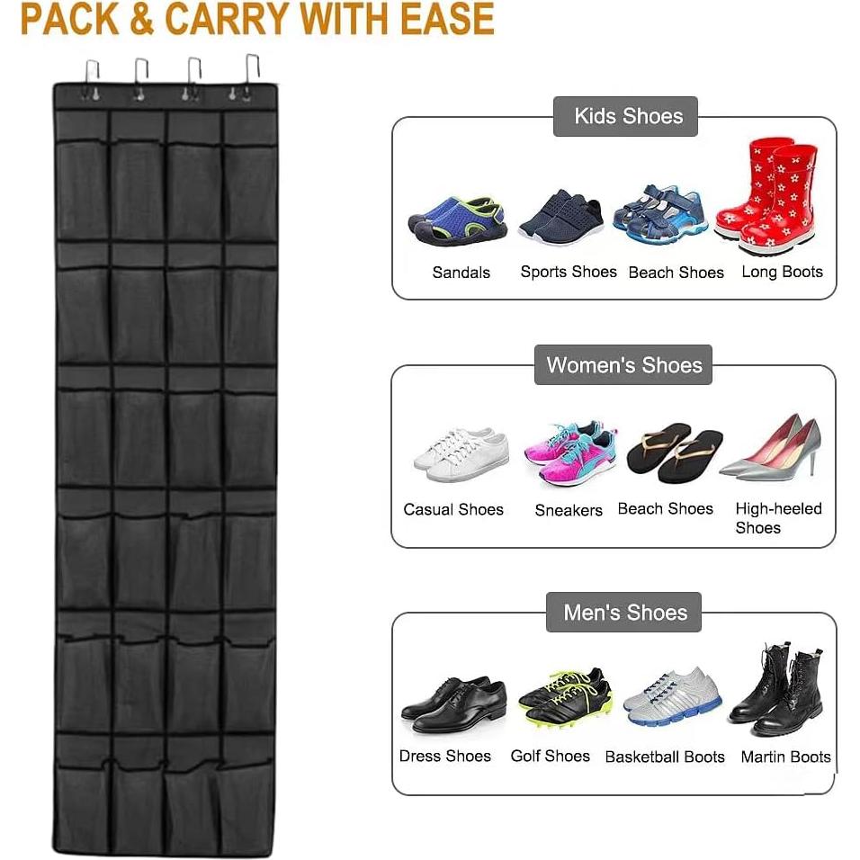 Organizador de Zapatos Colgante HNIUXX 24 Bolsillos Negro